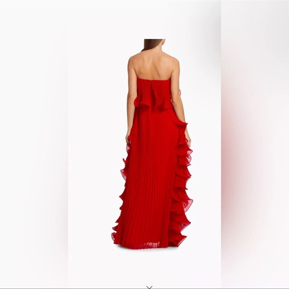 Badgley Mischka Strapless Pleated Ruffle Gown - Picture 5 of 14